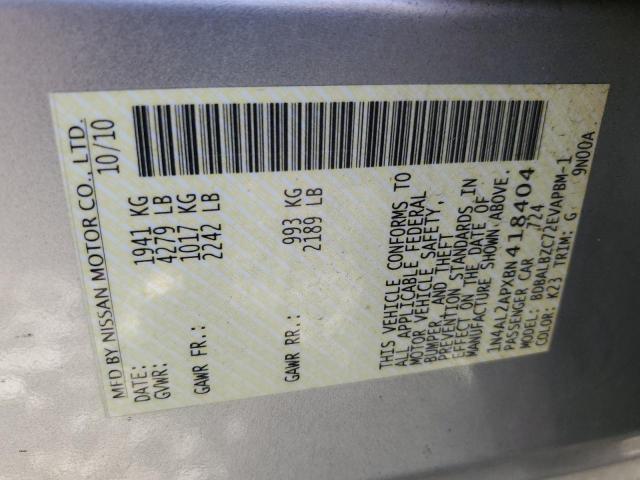 1N4AL2APXBN418404 - 2011 NISSAN ALTIMA BASE ვერცხლისფერი ფოტო 13