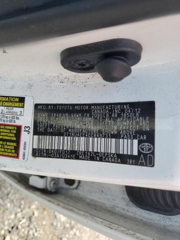 2T1BU4EE4CC849731 - 2012 TOYOTA COROLLA BASE WHITE photo 12