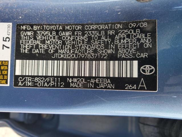 JTDKB20U797837172 - 2009 TOYOTA PRIUS Mavi foto 12