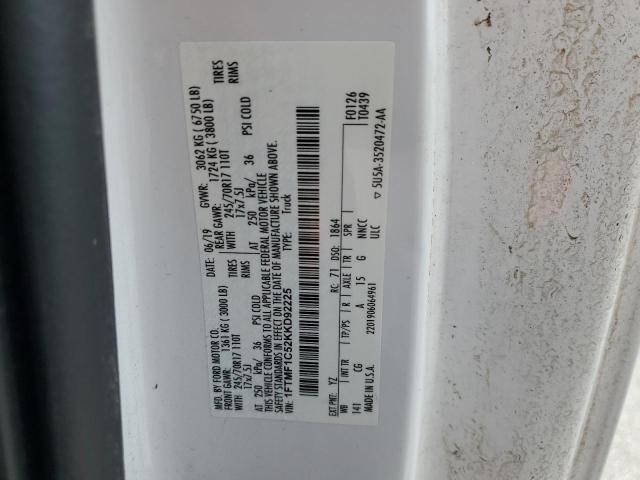 1FTMF1C52KKD92225 - 2019 FORD F150 WHITE photo 13