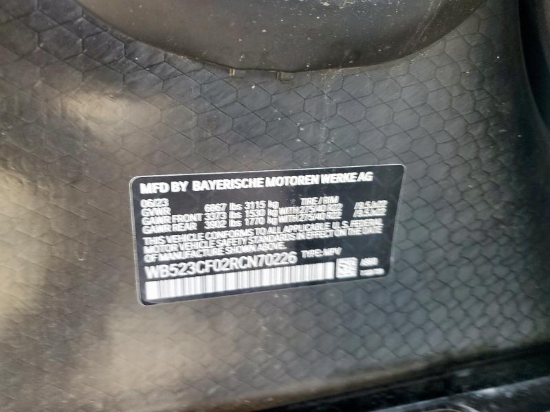 WB523CF02RCN70226 - 2024 BMW IX XDRIVE50 WHITE photo 12