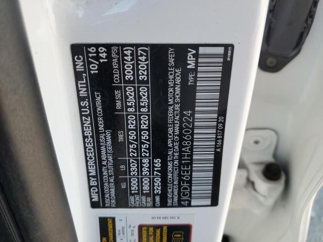 4JGDF6EE1HA860224 - 2017 MERCEDES-BENZ GLS 450 4MATIC WHITE photo 13