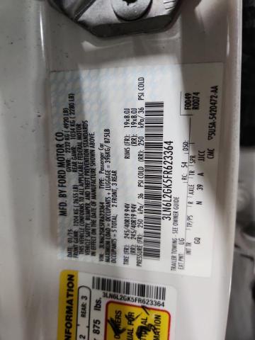 3LN6L2GK5FR623364 - 2015 LINCOLN MKZ WHITE photo 12