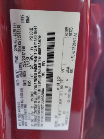 1FMCU0GD7JUA02084 - 2018 FORD ESCAPE SE Czerwony zdjęcie 13