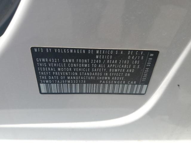 3VWD17AJ9FM332178 - 2015 VOLKSWAGEN JETTA SE Ağ foto 12