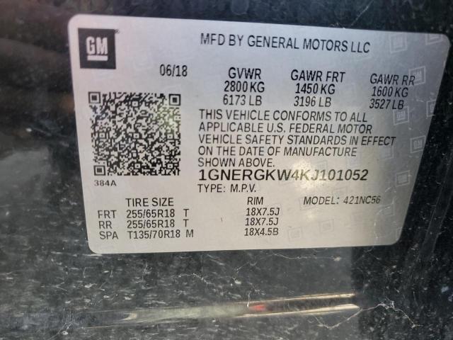 1GNERGKW4KJ101052 - 2019 CHEVROLET TRAVERSE LT Qara foto 13