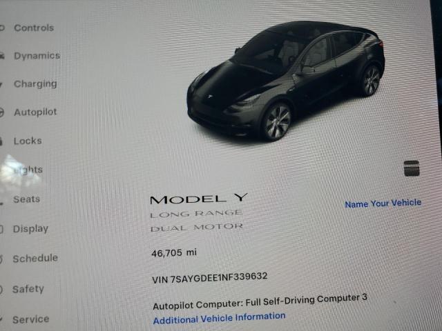 7SAYGDEE1NF339632 - 2022 TESLA MODEL Y BLACK photo 9
