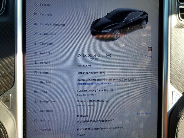 5YJSA1E18HF188731 - 2017 TESLA MODEL S GRAY photo 9