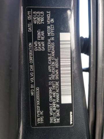 YV1622FS0C2055530 - 2012 VOLVO S60 T5 CHARCOAL photo 12
