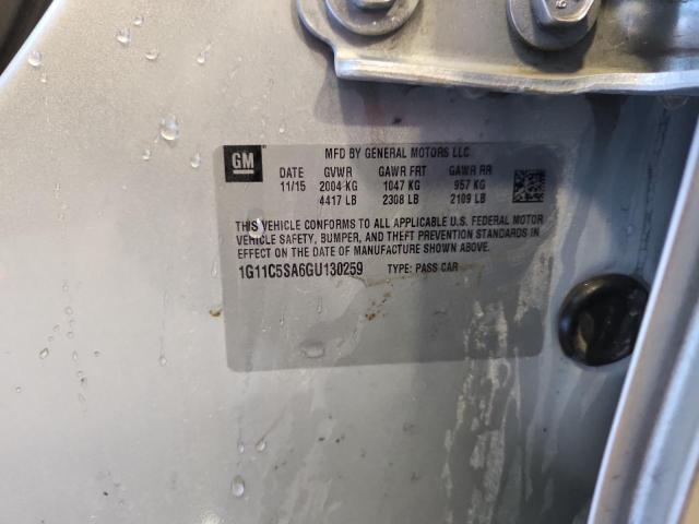 1G11C5SA6GU130259 - 2016 CHEVROLET MALIBU LIM LT SILVER photo 12