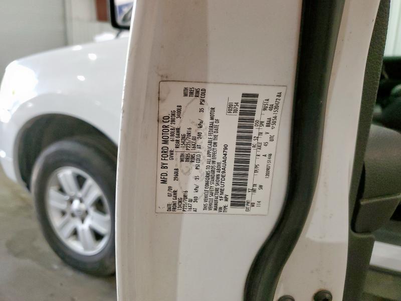 1FMEU7DE9AUA04790 - 2010 FORD EXPLORER XLT 白色 照片 12