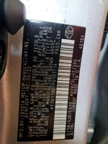 4T1G11BK7PU101714 - 2023 TOYOTA CAMRY SE NIGHT SHADE SILVER photo 12