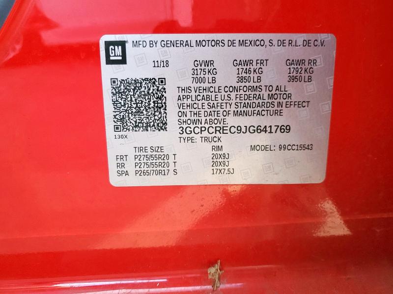 3GCPCREC9JG641769 - 2018 CHEVROLET SILVERADO C1500 LT წითელი ფოტო 12