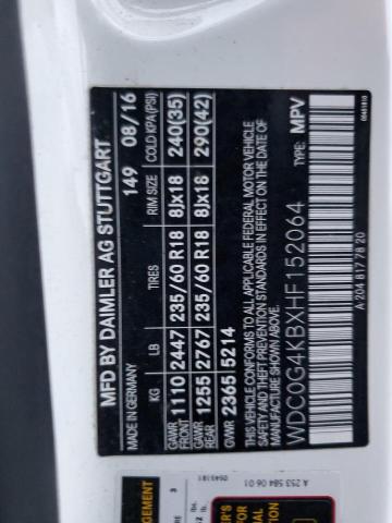 WDC0G4KBXHF152064 - 2017 MERCEDES-BENZ GLC 300 4MATIC WHITE photo 13