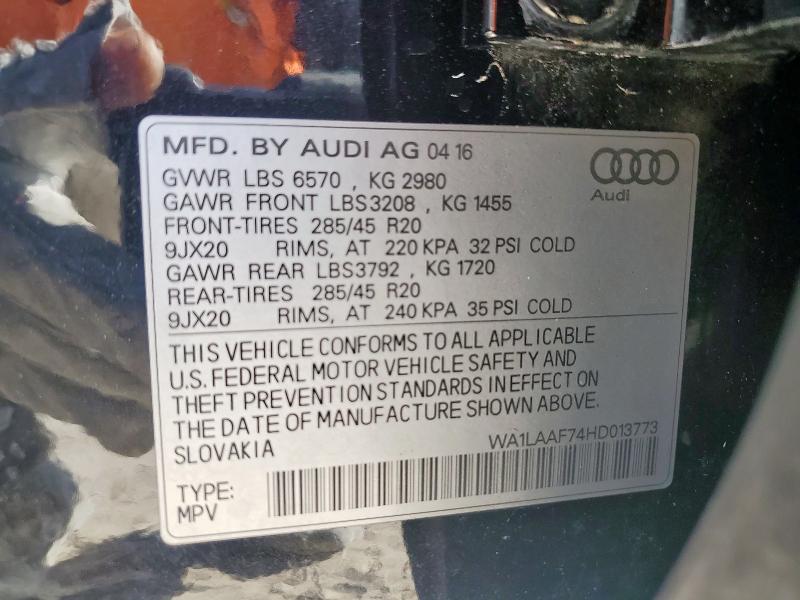 WA1LAAF74HD013773 - 2017 AUDI Q7 PREMIUM PLUS 黑色 照片 13