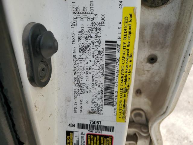 5TFJU4GN5BX008574 - 2011 TOYOTA TACOMA DOUBLE CAB PRERUNNER WHITE photo 12
