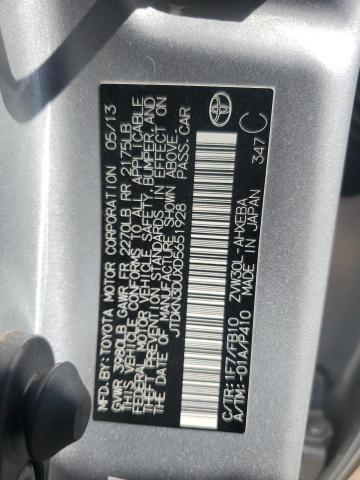 JTDKN3DUXD5651928 - 2013 TOYOTA PRIUS SILVER photo 12