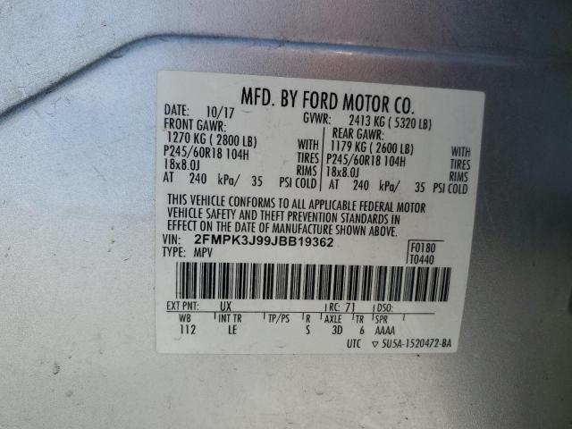 2FMPK3J99JBB19362 - 2018 FORD EDGE SEL رمادي صورة 14