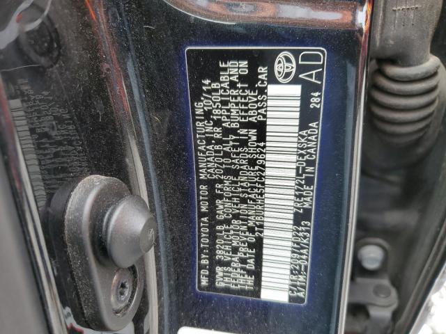 2T1BURHE5FC279624 - 2015 TOYOTA COROLLA L BLACK photo 12