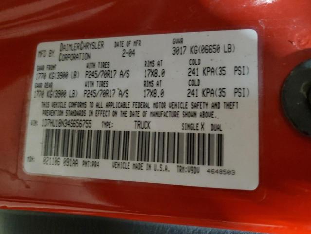 1D7HU18N34S656755 - 2004 DODGE RAM 1500 ST RED photo 12
