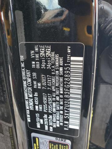 5XYZU3LB3FG288951 - 2015 HYUNDAI SANTA FE S 黑色 照片 13