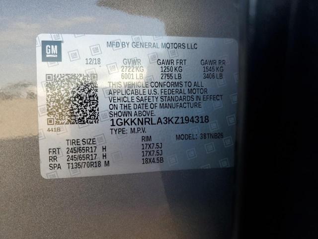 1GKKNRLA3KZ194318 - 2019 GMC ACADIA SLE ნაცრისფერი ფოტო 13