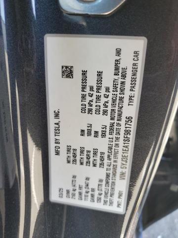 5YJ3E1EA1SF981756 - 2025 TESLA MODEL 3 灰色 照片 12