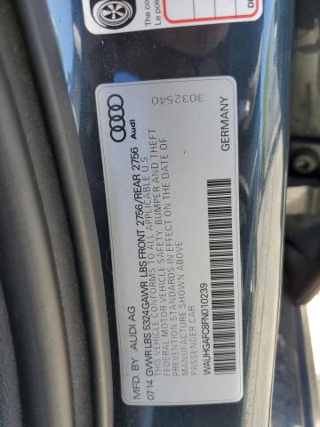 WAUHGAFC8FN010239 - 2015 AUDI A6 PRESTIGE გრაფიტი ფოტო 13