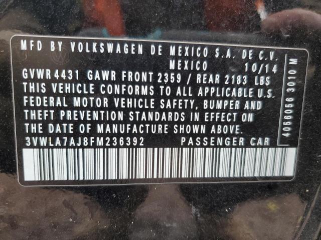 3VWLA7AJ8FM236392 - 2015 VOLKSWAGEN JETTA TDI BLACK photo 12