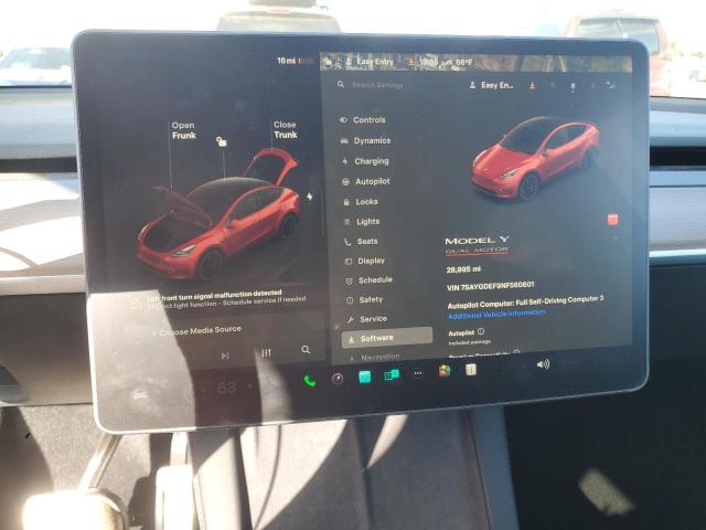 7SAYGDEF9NF560601 - 2022 TESLA MODEL Y RED photo 9