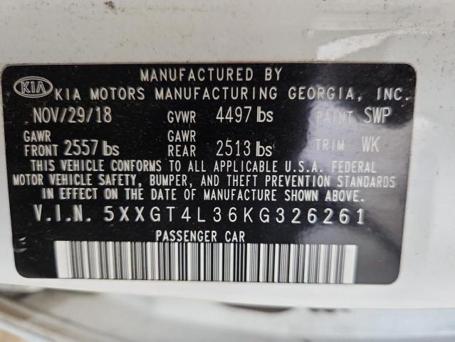 5XXGT4L36KG326261 - 2019 KIA OPTIMA LX Ақ фото 12