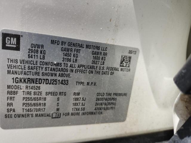 1GKKRNED7DJ251433 - 2013 GMC ACADIA SLE თეთრი ფოტო 24