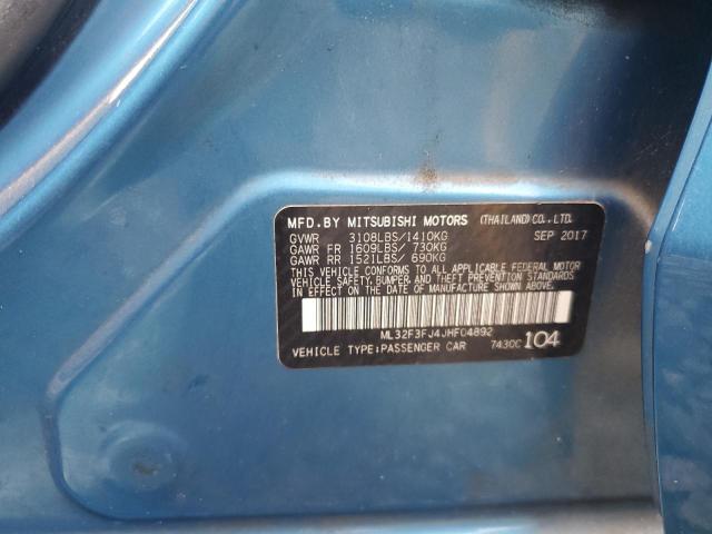 ML32F3FJ4JHF04892 - 2018 MITSUBISHI MIRAGE G4 ES BLUE photo 12