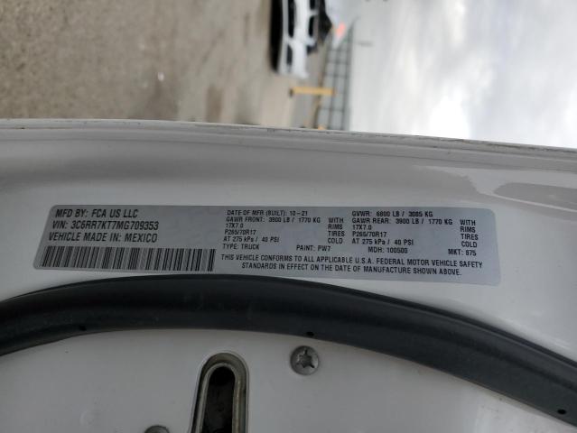 3C6RR7KT7MG709353 - 2021 RAM 1500 CLASS TRADESMAN أبيض صورة 12