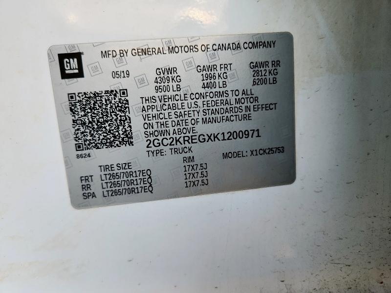 2GC2KREGXK1200971 - 2019 CHEVROLET SILVERADO K2500 HEAVY DUTY WHITE photo 12