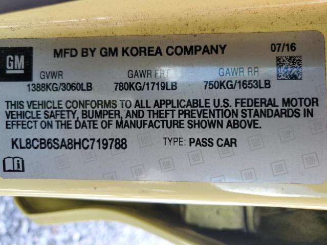 KL8CB6SA8HC719788 - 2017 CHEVROLET SPARK LS YELLOW photo 13