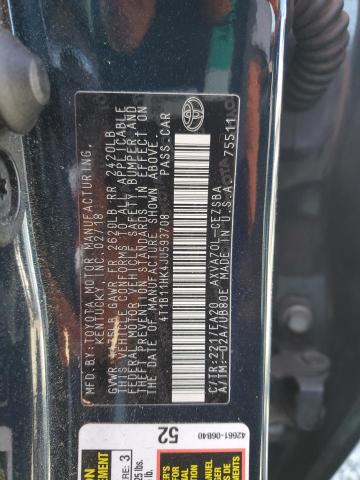 4T1B11HK4JU593708 - 2018 TOYOTA CAMRY L TEAL photo 12