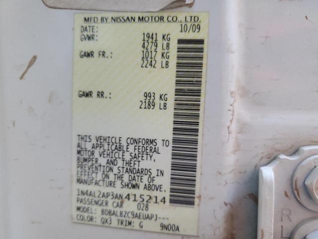1N4AL2AP3AN415214 - 2010 NISSAN ALTIMA BASE 白色 照片 12