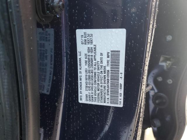 5FNRL6H76KB128556 - 2019 HONDA ODYSSEY EXL أزرق صورة 13