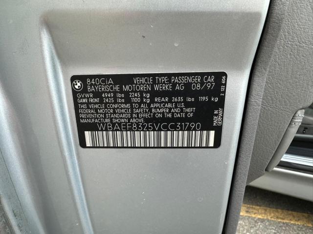 WBAEF8325VCC31790 - 1997 BMW 840 CI AUTOMATIC فضي صورة 10