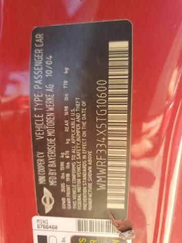 WMWRF334X5TG10600 - 2005 MINI COOPER RED photo 13
