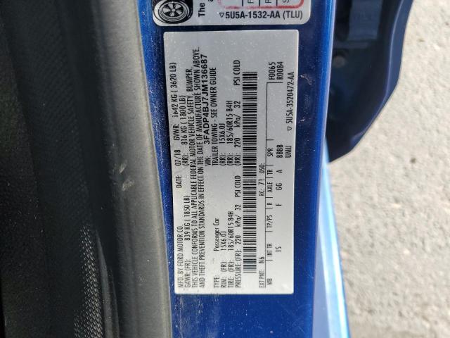 3FADP4BJ7JM136687 - 2018 FORD FIESTA SE BLUE photo 12