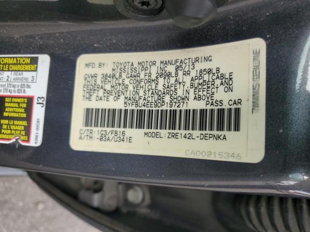 5YFBU4EE9DP197271 - 2013 TOYOTA COROLLA BASE 灰色 照片 12