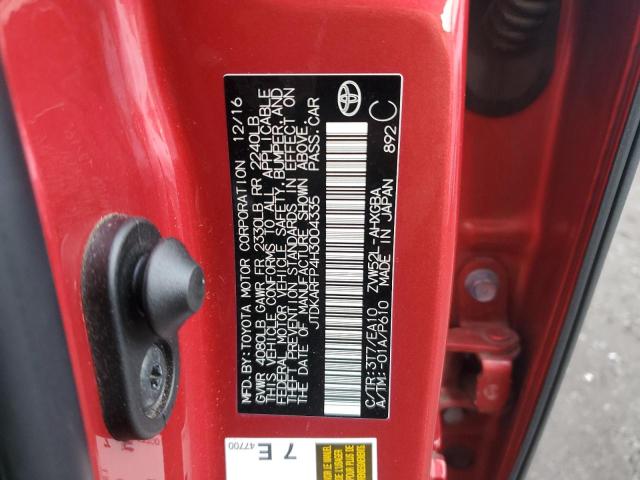 JTDKARFP4H3004335 - 2017 TOYOTA PRIUS PRIM RED photo 12