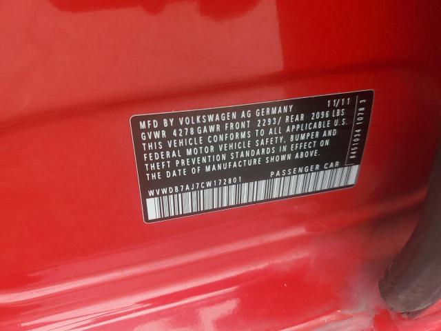 WVWDB7AJ7CW172801 - 2012 VOLKSWAGEN GOLF Qırmızı foto 12