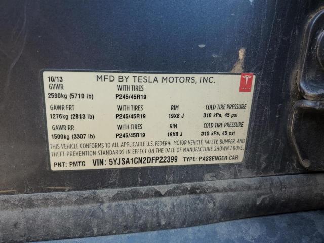 5YJSA1CN2DFP22399 - 2013 TESLA MODEL S Szary zdjęcie 12