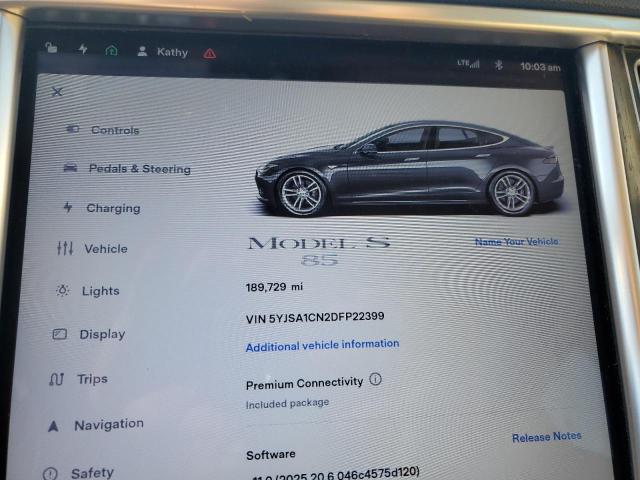 5YJSA1CN2DFP22399 - 2013 TESLA MODEL S Szary zdjęcie 9