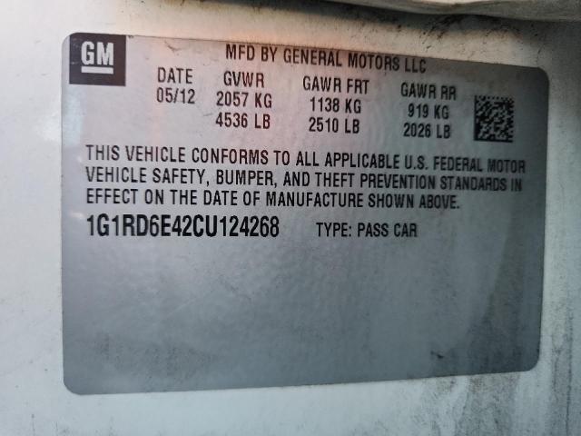 1G1RD6E42CU124268 - 2012 CHEVROLET VOLT WHITE photo 12