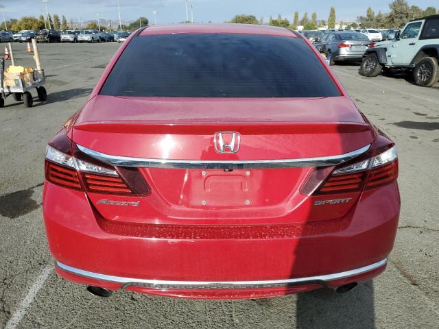 1HGCR2F50GA150908 - 2016 HONDA ACCORD SPORT Czerwony zdjęcie 6