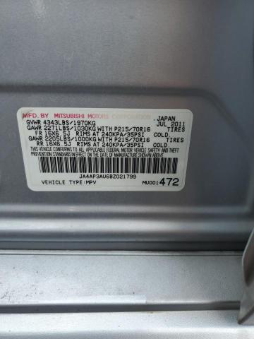 JA4AP3AU6BZ021799 - 2011 MITSUBISHI OUTLANDER ES ვერცხლისფერი ფოტო 13